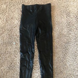 Black leather look leggings